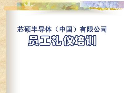 芯硕公司员工商务礼仪培训指南